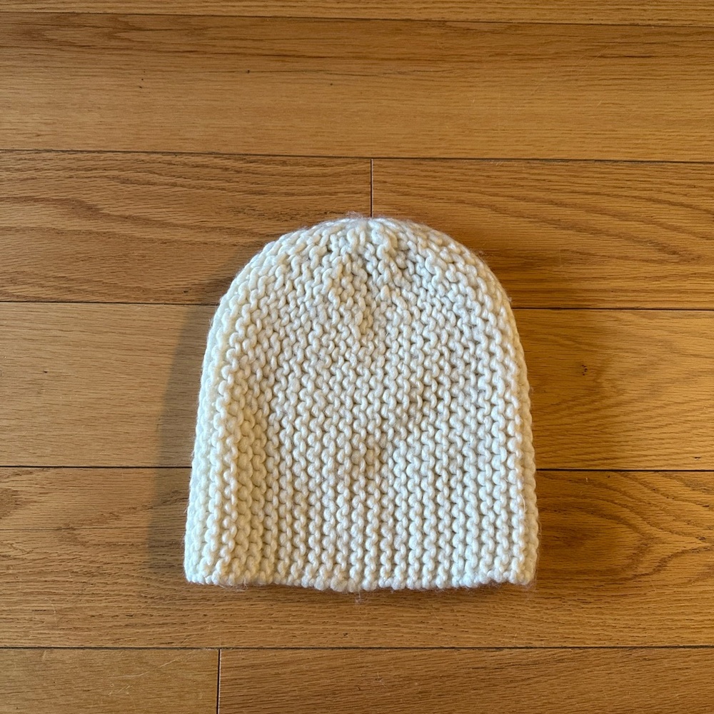 Cream Knit Beanie Hat